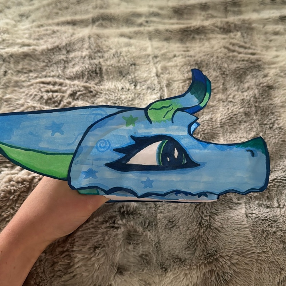 🐬Dragon puppet blue cyan turquoise paper puppet sea ocean 🌊